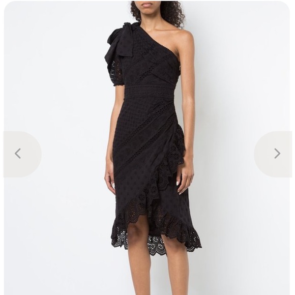 Ulla Johnson One-Shoulder Black Eyelet Lace Dress - Size 2 - Picture 11 of 16